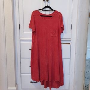 LulaRoe Stone Washed Red Asymmetrical Carly Dress Size L